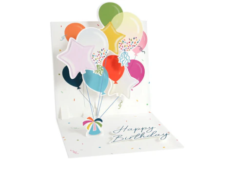 TARJETAS POP UP CUMPLEAÑOS GLOBOS x 6