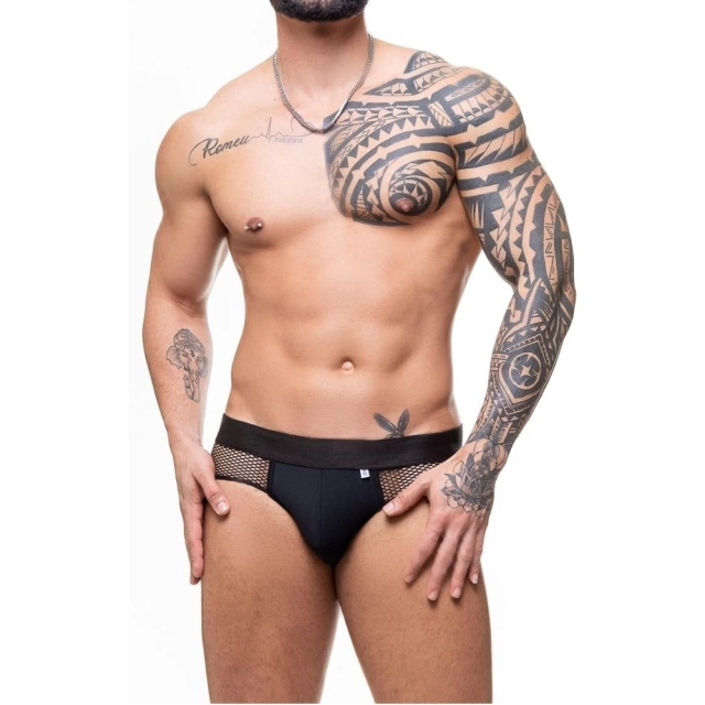 Cueca Suples com arrastão aberta atrás - Preta - SD126A