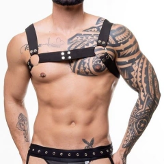 Harness Peitoral Elástico Com Argolas Detalhe Botão Níquel - HE014