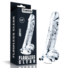 Pênis Realistico Transparente com Escroto Feito em Silicone Jelly TPE - 19,3,5cm - PE096 - 6745