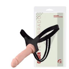 Cinta com Pênis VERTEBRADO em CYBER SKIN - Imita a Pele - 18,5X4CM - BEGE CKT723