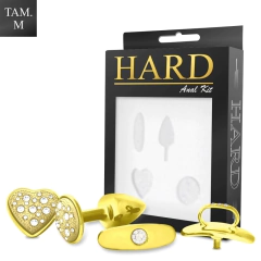 Kit Anal - Plug Médio Com Base Removível na Cor Dourada 3,3 X 4,9 CM HARD