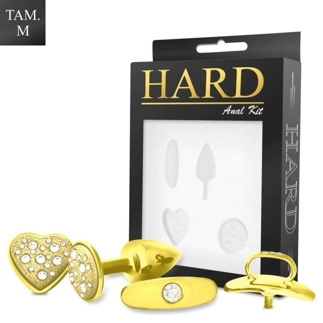 Kit Anal - Plug Médio Com Base Removível na Cor Dourada 3,3 X 4,9 CM HARD