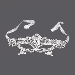 Máscara em Tecido com Tiras para Amarrar - 50 Tons de Cinza - Fetiche SA002