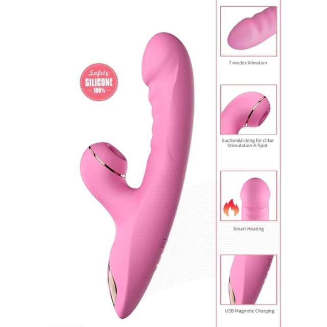 Imagem do Vibrador Recarregável Rabbit Silicone Cirúrgico 7 Tipos de Vibrações e Sucção - DB071