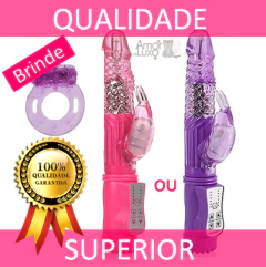 VIBRADOR ROTATIVO COM ESTIMULADOR COELHO 10 VIBRAÇÕES PASSION WAVE JACK RABBIT