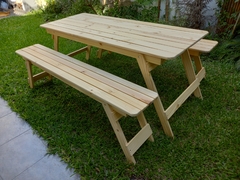 Juego Plegable Quincho Pino 200x70 Mesa + 2 Bancos !! - comprar online