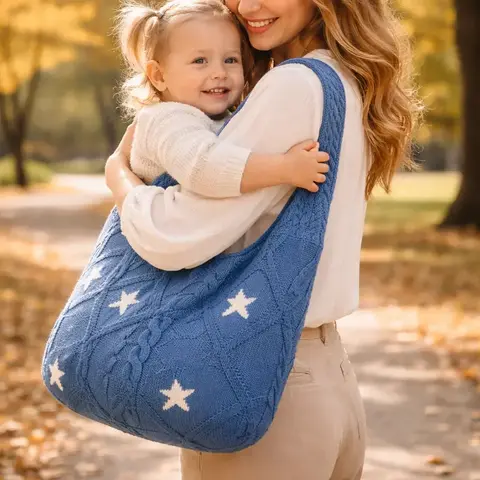 BOLSO TEJIDO STARS AZUL