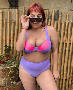 Corpiño Delfi lila con fucsia (Talles 100 al 120) - tienda online