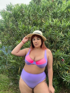 Corpiño Delfi lila con fucsia (Talles 100 al 120) - comprar online
