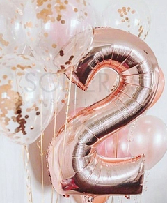 Combo 9 globos Rosa Gold en internet