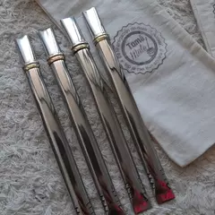 Bombilla chata de acero - grabadas - tienda online