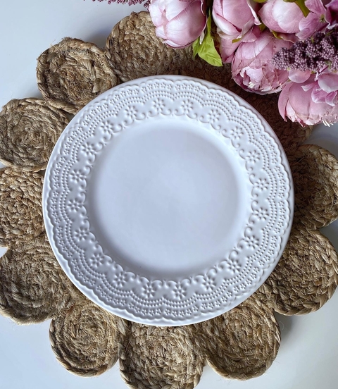 Plato playo Peonies blanco x 6