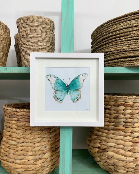 Cuadro Butterfly turquesa (25 x 25 cmts)