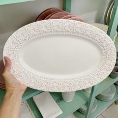 Bandeja ovalada Flor de Liz blanca