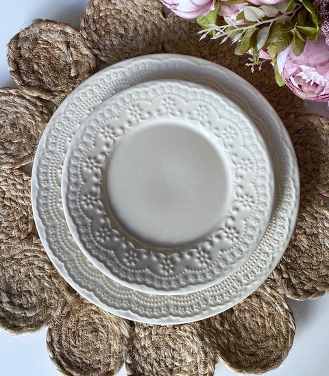 Plato postre Peonies beige x 6