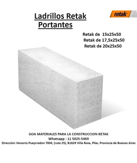 Ladrillos retak de 17,5x25x50 cm