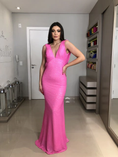 LOCAÇÃO Vestido Paetê Pink - comprar online