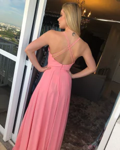 SOMENTE VENDA Vestido Crepe Rosa Chiclete - Brilliê