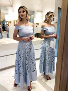 LOCAÇÃO Vestido Midi Azul Serenity - comprar online