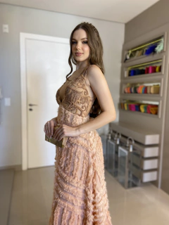 LOCAÇÃO Vestido Rose Plumas - Brilliê