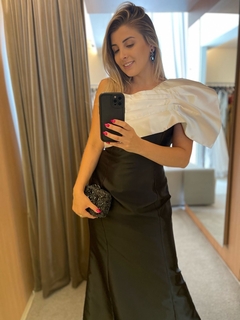 LOCAÇÃO Vestido Bicolor um ombro preto e branco - Brilliê
