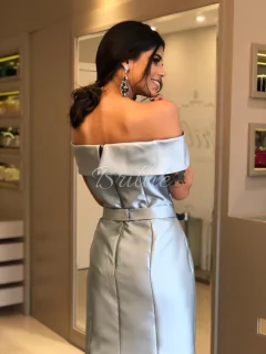 LOCAÇÃO Vestido Sereia Ombro a Ombro Azul - comprar online
