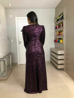 LOCAÇÃO Vestido Roxo em paetês manga longa - comprar online