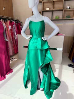 PRIMEIRA LOCAÇÃO Vestido tomara que caia fenda