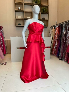 LOCAÇÃO Vestido tomara que caia peplum