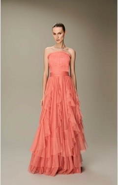 PRIMEIRA LOCAÇÃO vestido princesa jabô salmão