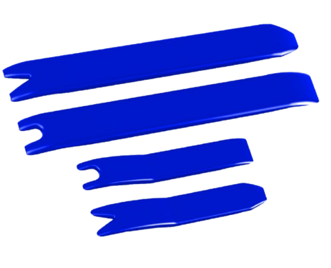 Kit C/Jogo 04 Espatulas Saca Grampos Saco Plastico - Azul