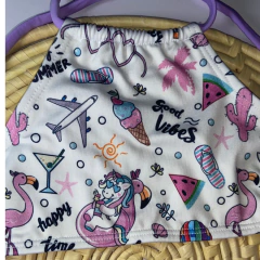 biquini infantil cropped flamingo lilas cacinha drapeada - comprar online