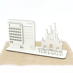 5 Calendário Infinito Display Nome Personalizado Mdf Branco - Castelo