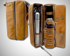 Bolso de tela sintética con cierre y manija para transportar