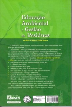 Educação Ambiental e Gestão de Resíduos 3ª Edição / Adalberto Mohai Szabó Júnior - comprar online