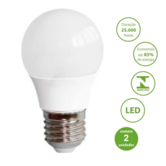 Kit 2 Lâmpadas Bolinha Led 5w 6000k Branco Frio E27