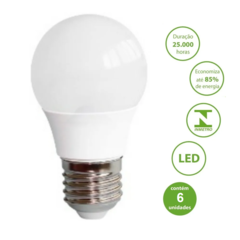 Kit 6 Lâmpadas Bolinha Led 5w 3000k Branco Quente E27