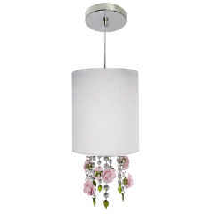 Lustre Pendente Branco Flores Várias Cores Cristal Legítimo - MY LOFT
