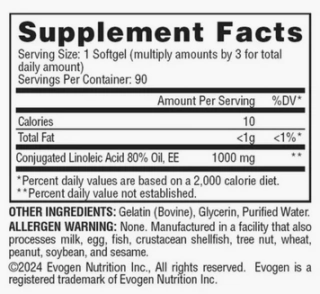 CLA Conjugated Linoleic Acid 1000mg x 90 softgels - EVOGEN NUTRITION en internet