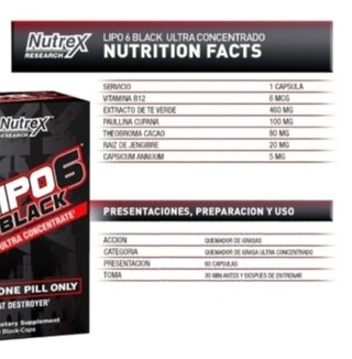 Lipo 6x Black U.C. Formula para Argentina (60 Cap) - Nutrex - comprar online