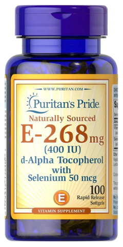 Vitamin E 268 mg 400 UI d Alpha Tocopherol with Selenium 50 mcg (100 caps) - Puritan's pride