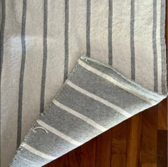 Alfombra ALGODON costado de cama RAYAS finas BLANCA Y GRIS