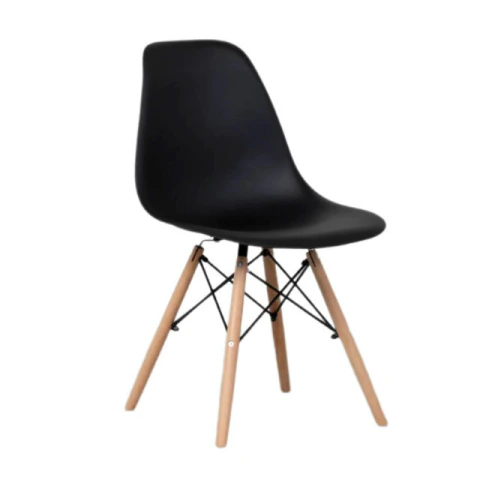 Silla Eames plástica con patas de madera natural Negro o Blanco