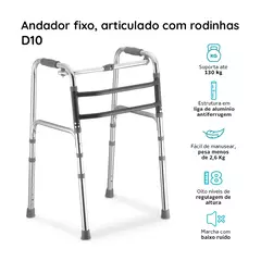 Andador de Alumínio Fixo Móvel e Articulado 3 em 1 D10 Dellamed - comprar online