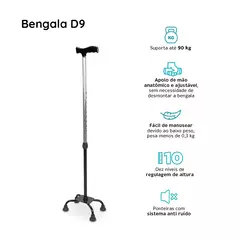 Bengala 4 Pontas com Regulagem de Altura até 90 Kg D9 Dellamed - comprar online