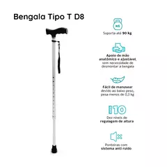 Bengala T Bastão com Altura Regulável até 90 Kg D8 Dellamed - comprar online