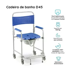 Cadeira de Banho Dobrável e Desmontável até 150 Kg D45 Dellamed - comprar online