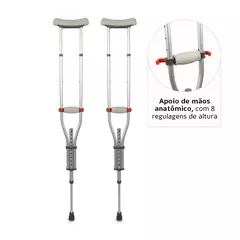 Par de Muletas Axilares de Alumínio com Regulagem de Altura D7 Dellamed (2 unidades) - Jc hospitalar Produtos Hospitalares e Materiais Hospitalares