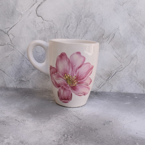 Taza bombe Flor rosa - Ceramica